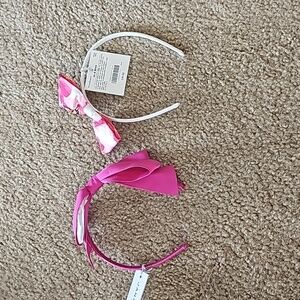 Janie and Jack girls pink bow headband bundle
